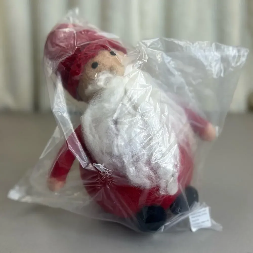 Pottery Barn Felt Santa Claus Plush Holiday Christmas Decor Round Figurine NEW